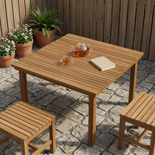 vidaXL Table Top 90 x 90 x 3.5 cm Square Solid Teak Wood Natural