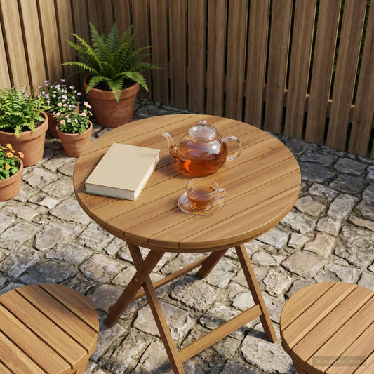 vidaXL Table Top Ø 40 x 3.5 Round Solid Teak Wood Natural