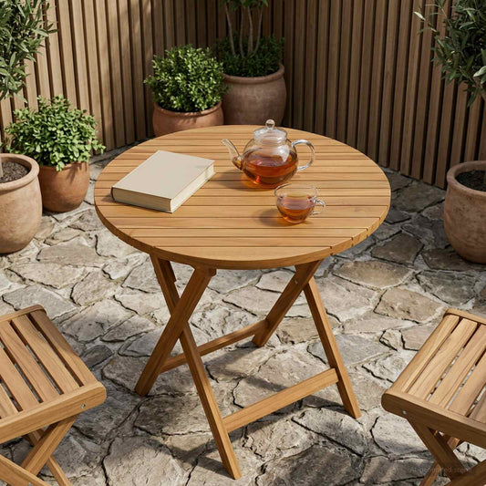 vidaXL Table Top Ø 70 x 3.5 Round Solid Teak Wood Natural