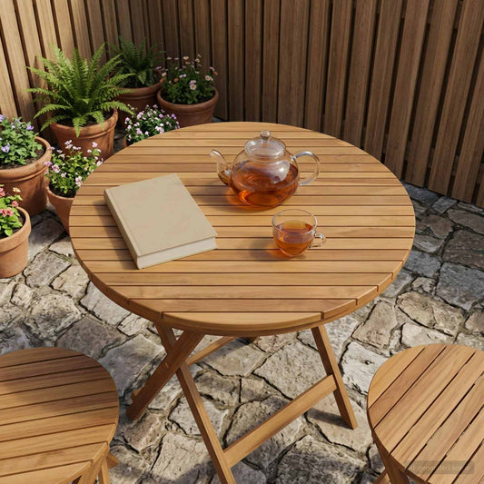 vidaXL Table Top Ø 80 x 3.5 Round Solid Teak Wood Natural