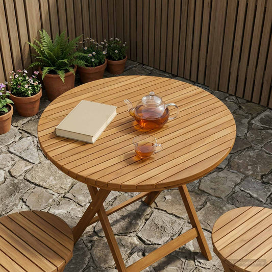 vidaXL Table Top Ø 90 x 3.5 Round Solid Teak Wood Natural