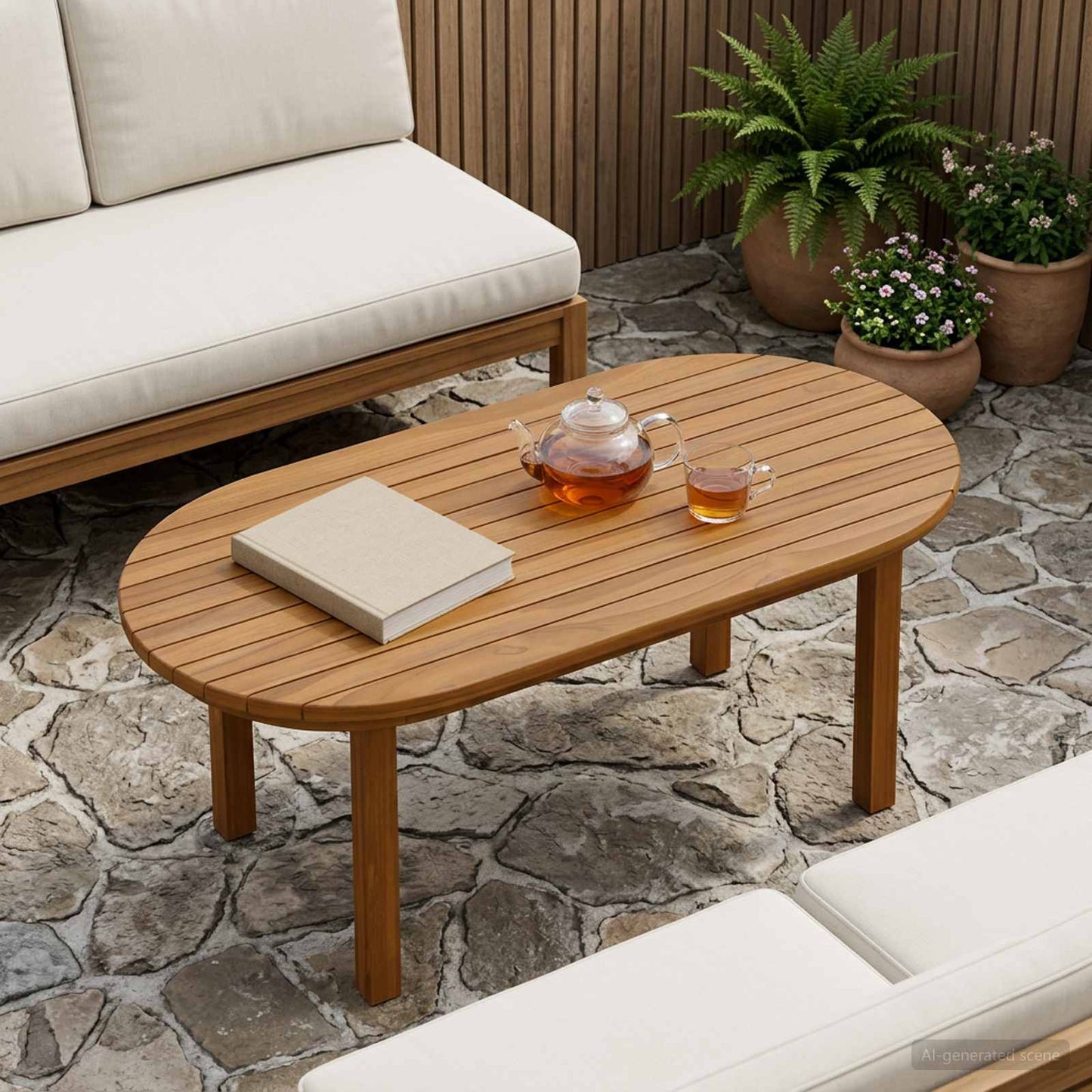 vidaXL Table Top 80 x 40 x 3.5 cm Oval Solid Teak Wood Natural