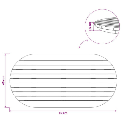 vidaXL Table Top 90 x 45 x 3.5 cm Oval Solid Teak Wood Natural