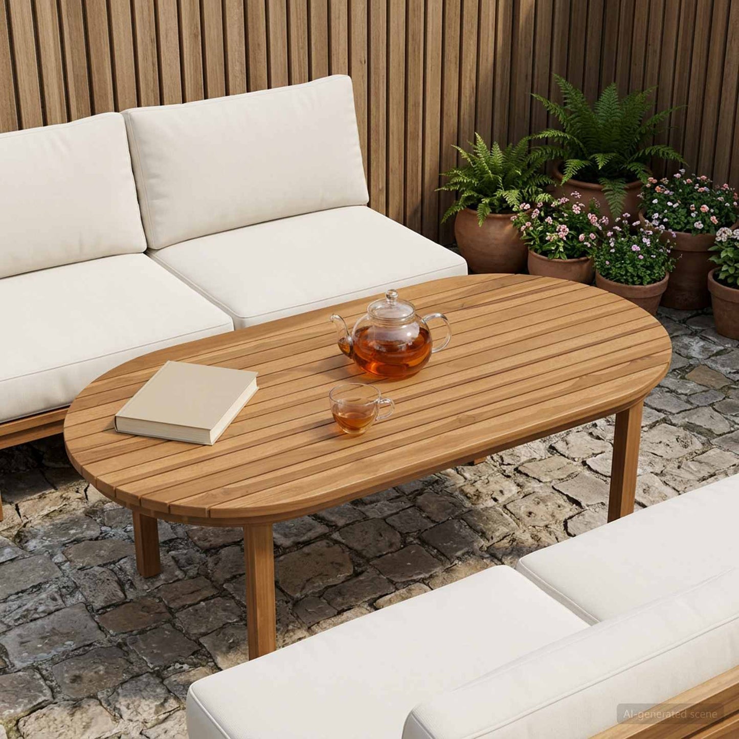 vidaXL Table Top 100 x 50 x 3.5 cm Oval Solid Teak Wood Natural