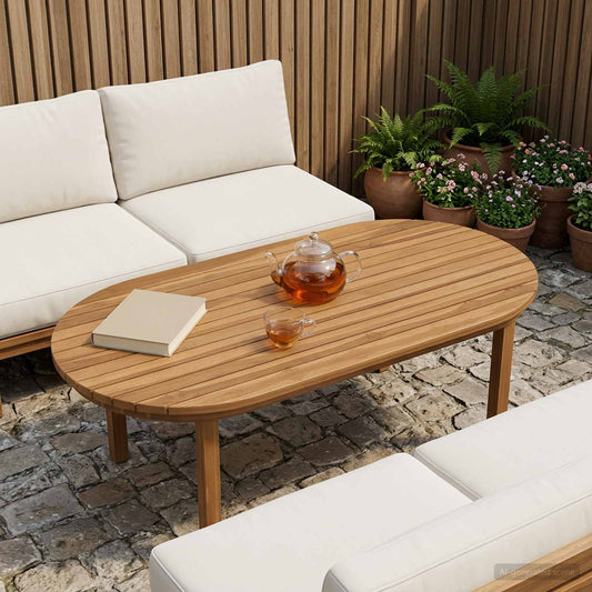 vidaXL Table Top 100 x 50 x 3.5 cm Oval Solid Teak Wood Natural