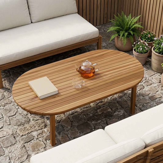 vidaXL Table Top 110 x 55 x 3.5 cm Oval Solid Teak Wood Natural