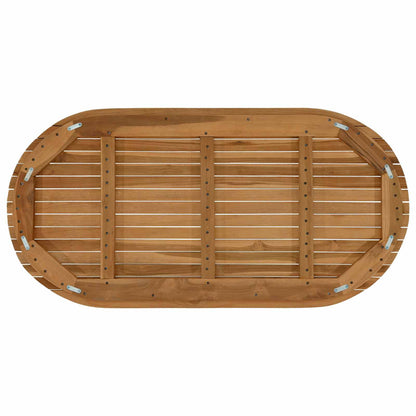 vidaXL Table Top 110 x 55 x 3.5 cm Oval Solid Teak Wood Natural