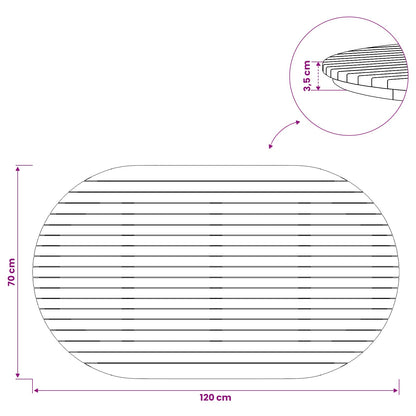 vidaXL Table Top 120 x 70 x 3.5 cm Oval Solid Teak Wood Natural