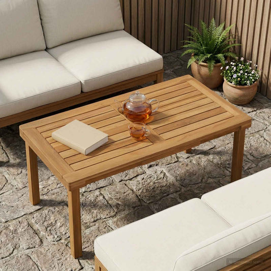 vidaXL Table Top Rectangular Solid Teak Wood Natural