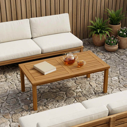 vidaXL Table Top Rectangular Solid Teak Wood Natural