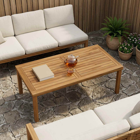 vidaXL Table Top Rectangular Solid Teak Wood Natural