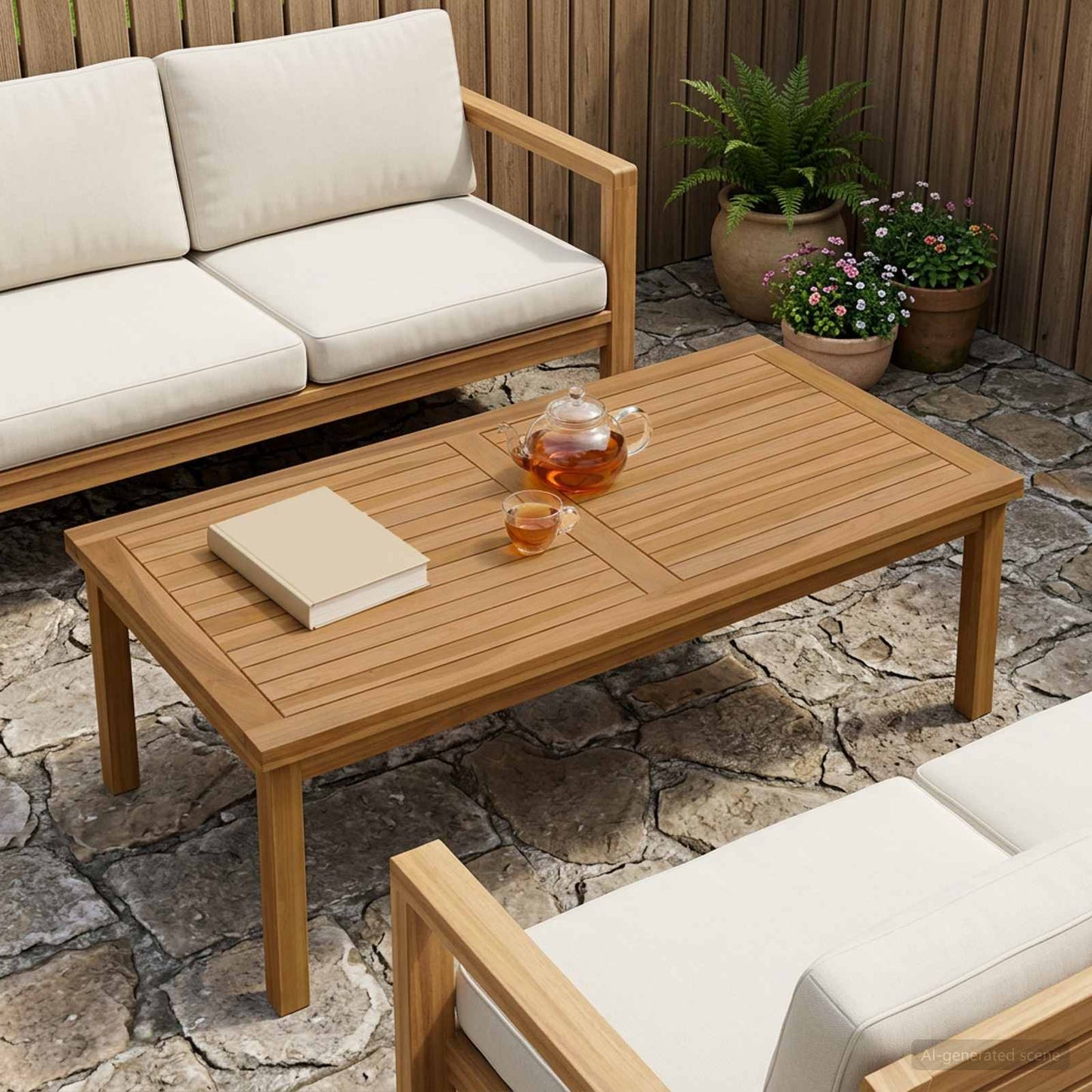 vidaXL Table Top Rectangular Solid Teak Wood Natural