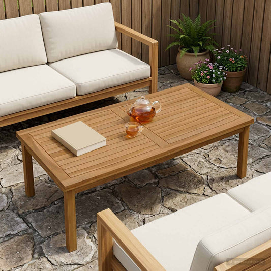 vidaXL Table Top Rectangular Solid Teak Wood Natural
