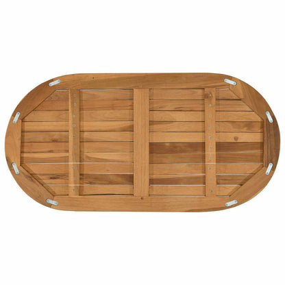 vidaXL Table Top Oval Solid Teak Wood Natural