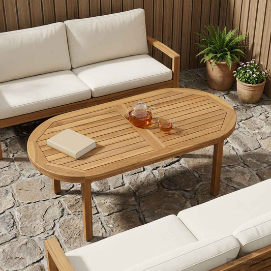 vidaXL Table Top Oval Solid Teak Wood Natural
