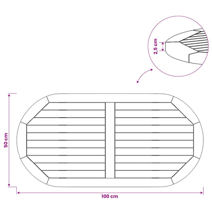vidaXL Table Top Oval Solid Teak Wood Natural