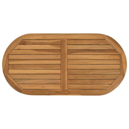 vidaXL Table Top Oval Solid Teak Wood Natural