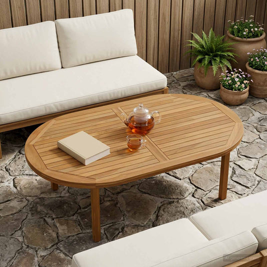 vidaXL Table Top Oval Solid Teak Wood Natural