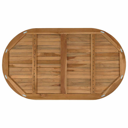 vidaXL Table Top Oval Solid Teak Wood Natural