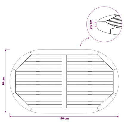 vidaXL Table Top Oval Solid Teak Wood Natural