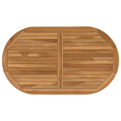 vidaXL Table Top Oval Solid Teak Wood Natural