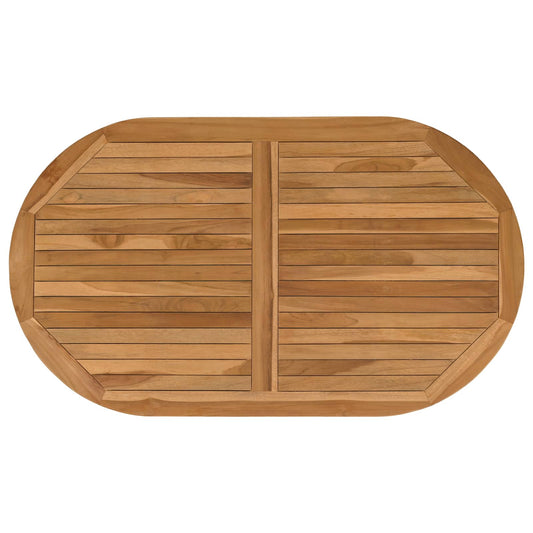vidaXL Table Top Oval Solid Teak Wood Natural