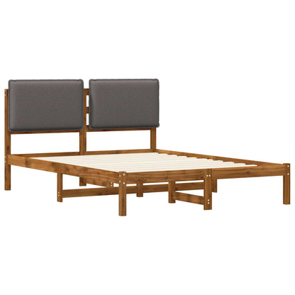 vidaXL Bed Frame with Upholstered Headboard Natural and Light Grey