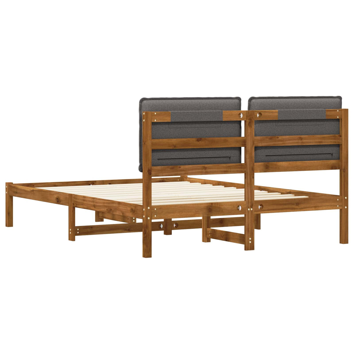 vidaXL Bed Frame with Upholstered Headboard Natural and Light Grey