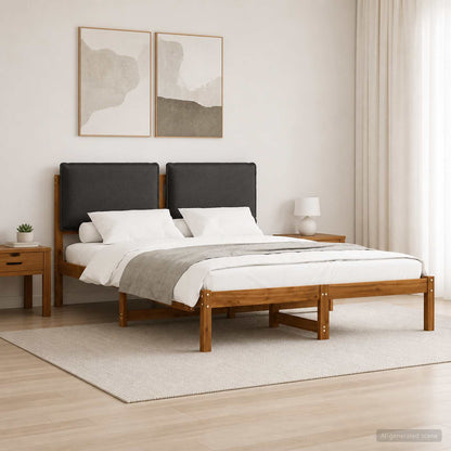 vidaXL Bed Frame with Upholstered Headboard Natural and Dark Grey