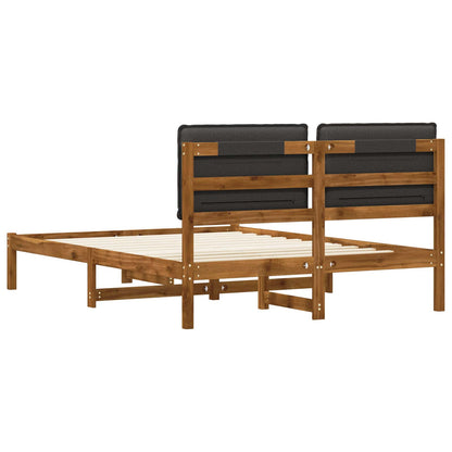 vidaXL Bed Frame with Upholstered Headboard Natural and Dark Grey