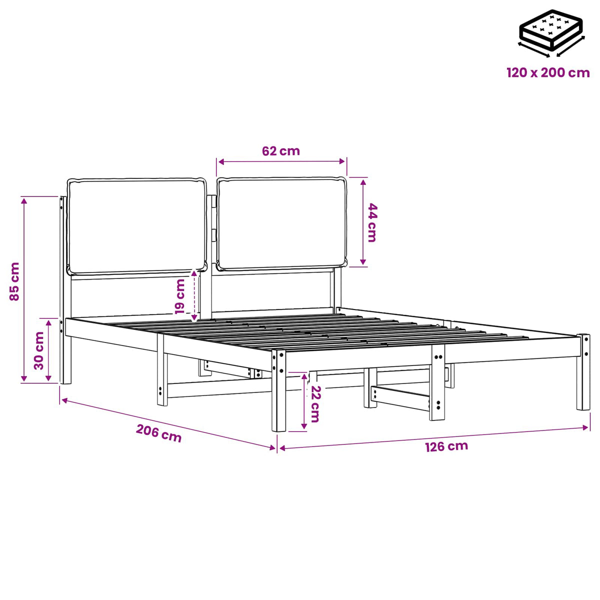 vidaXL Bed Frame with Upholstered Headboard Natural and Dark Grey