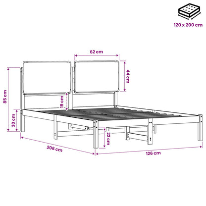 vidaXL Bed Frame with Upholstered Headboard Natural and Dark Grey