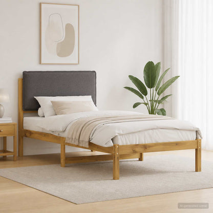 vidaXL Bed Frame with Upholstered Headboard Whitewash and Light Grey