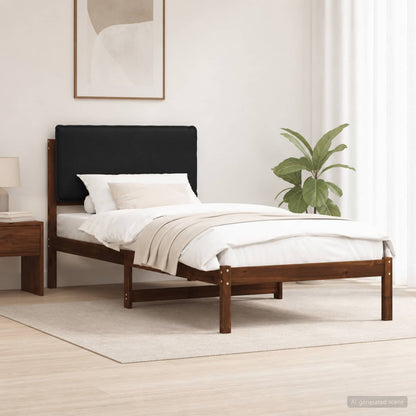 vidaXL Bed Frame with Upholstered Headboard Dark Brown and Black