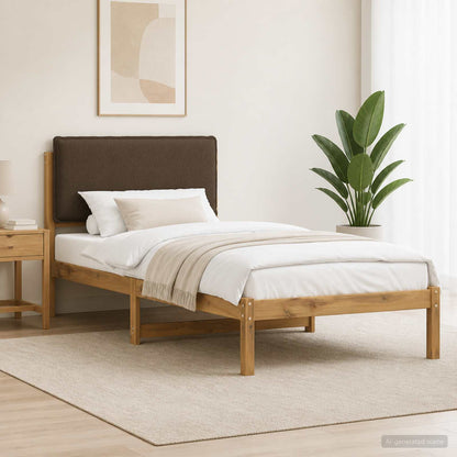 vidaXL Bed Frame with Upholstered Headboard Whitewash and Taupe