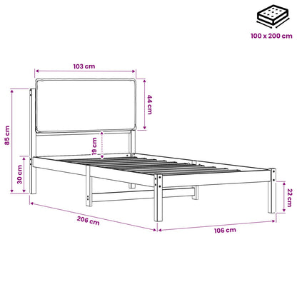 vidaXL Bed Frame with Upholstered Headboard Whitewash and Taupe