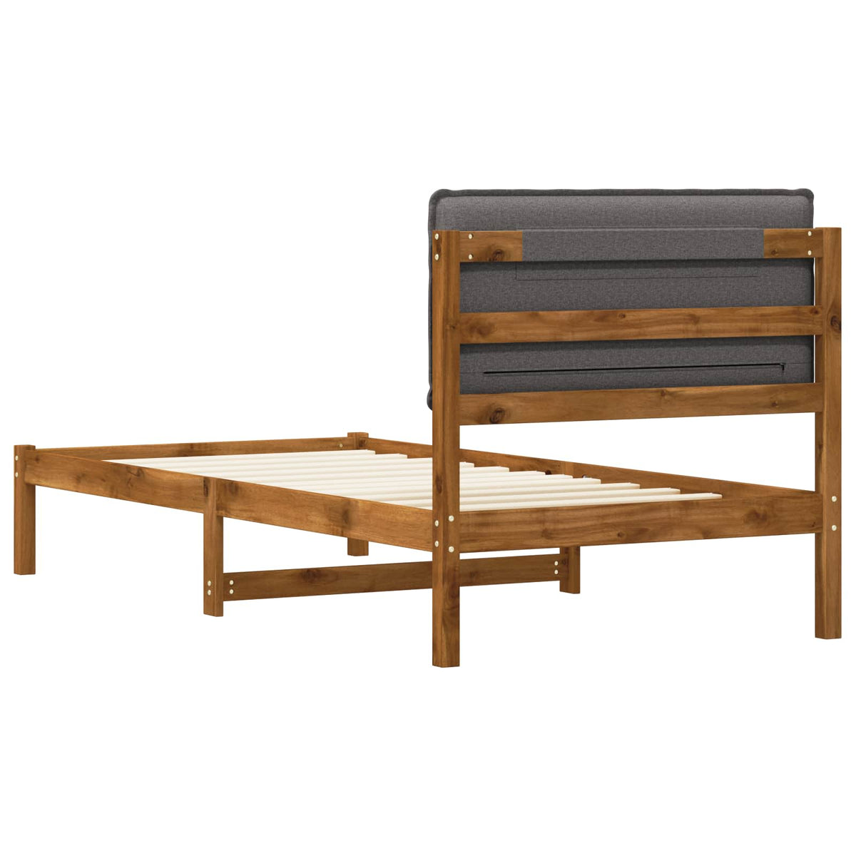 vidaXL Bed Frame with Upholstered Headboard Natural and Light Grey