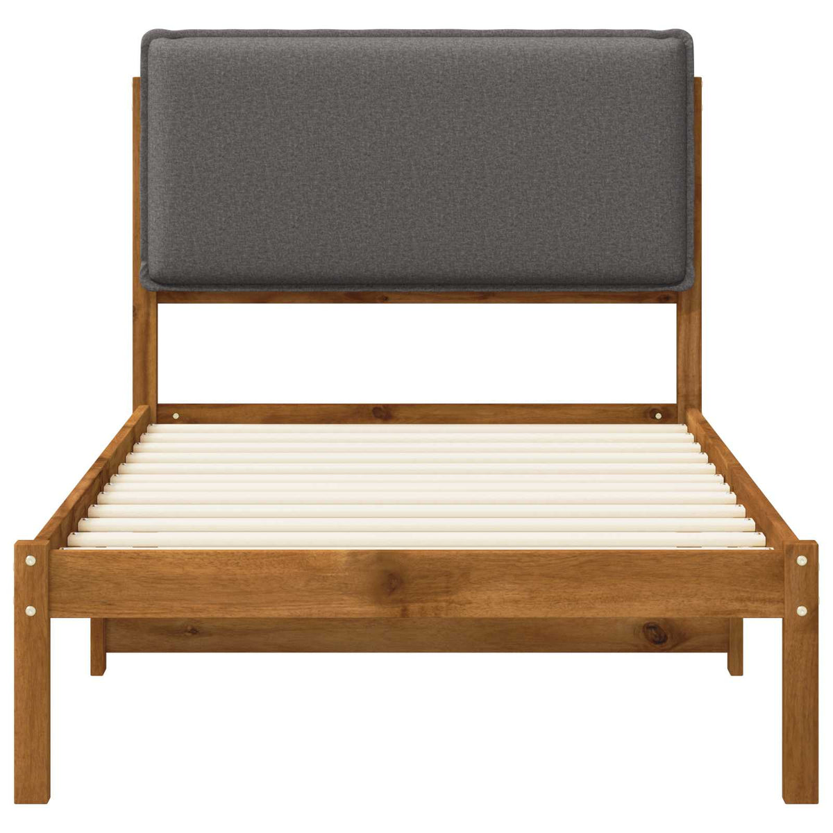 vidaXL Bed Frame with Upholstered Headboard Natural and Light Grey