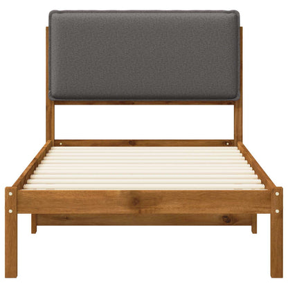 vidaXL Bed Frame with Upholstered Headboard Natural and Light Grey