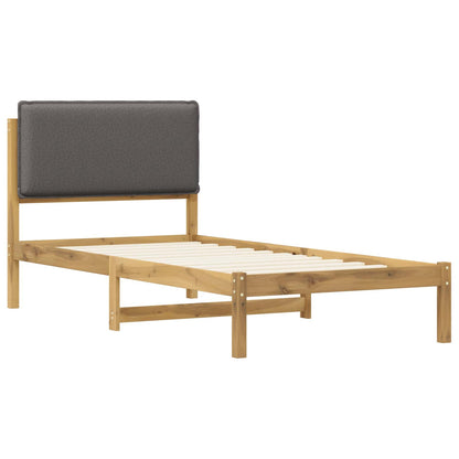 vidaXL Bed Frame with Upholstered Headboard Whitewash and Light Grey