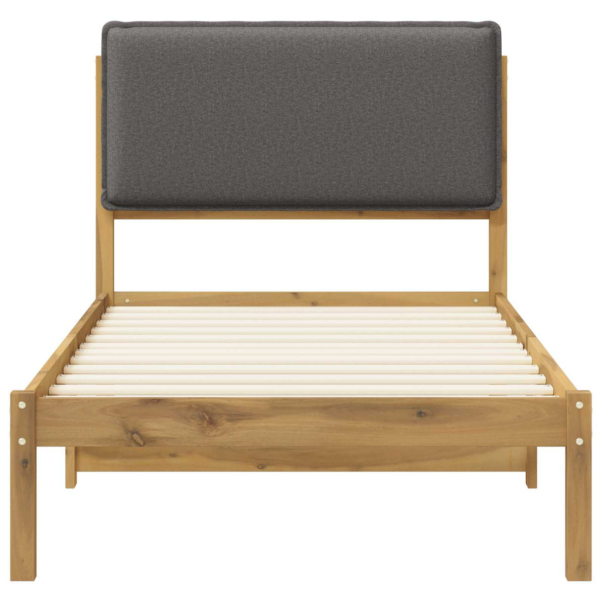 vidaXL Bed Frame with Upholstered Headboard Whitewash and Light Grey