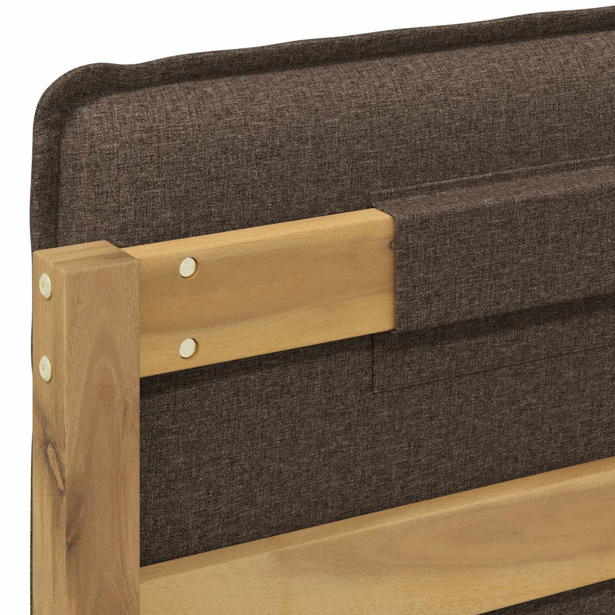 vidaXL Bed Frame with Upholstered Headboard Whitewash and Taupe