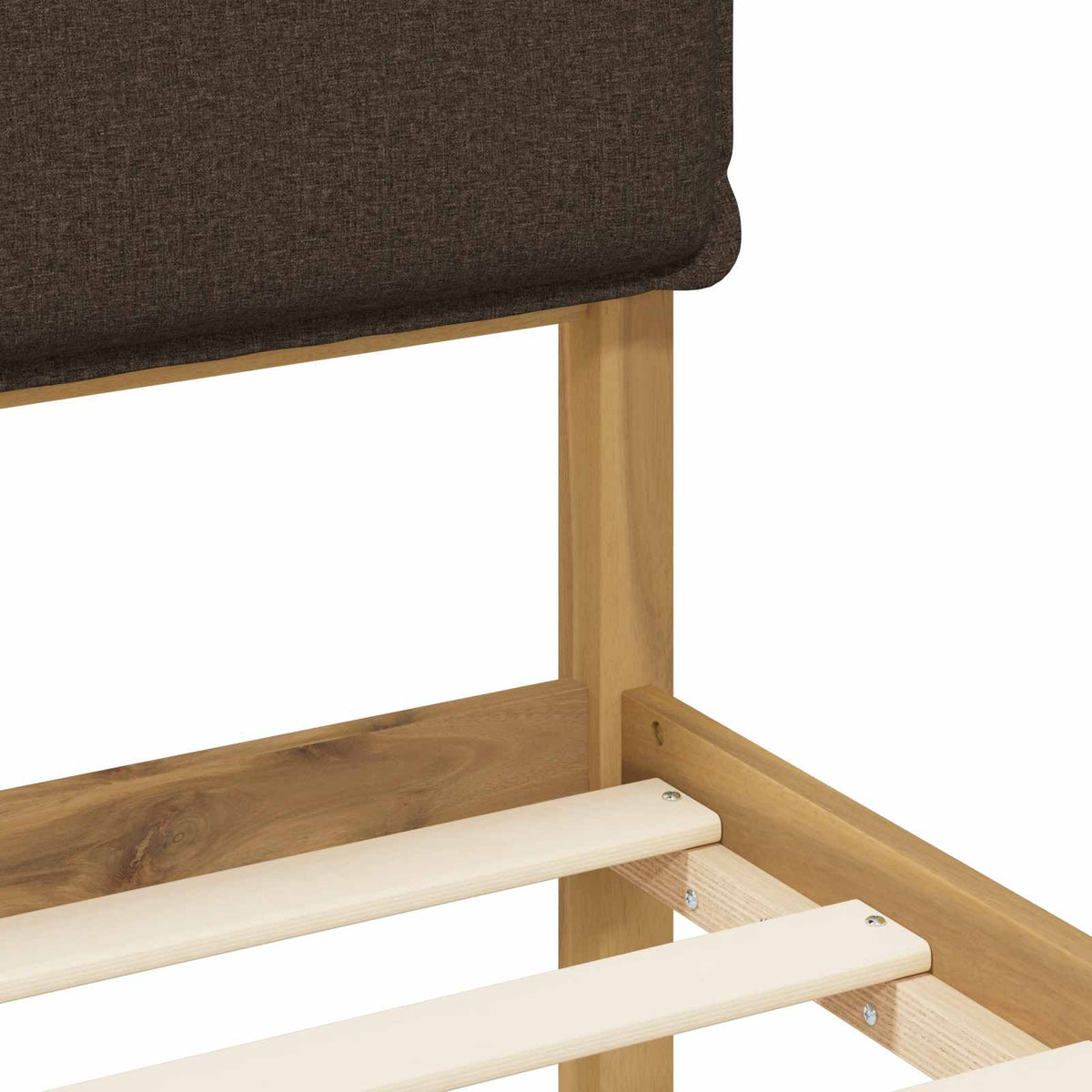 vidaXL Bed Frame with Upholstered Headboard Whitewash and Taupe