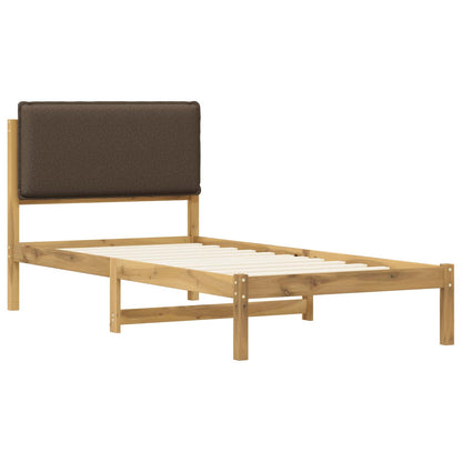 vidaXL Bed Frame with Upholstered Headboard Whitewash and Taupe