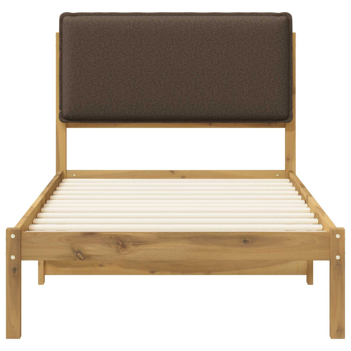 vidaXL Bed Frame with Upholstered Headboard Whitewash and Taupe