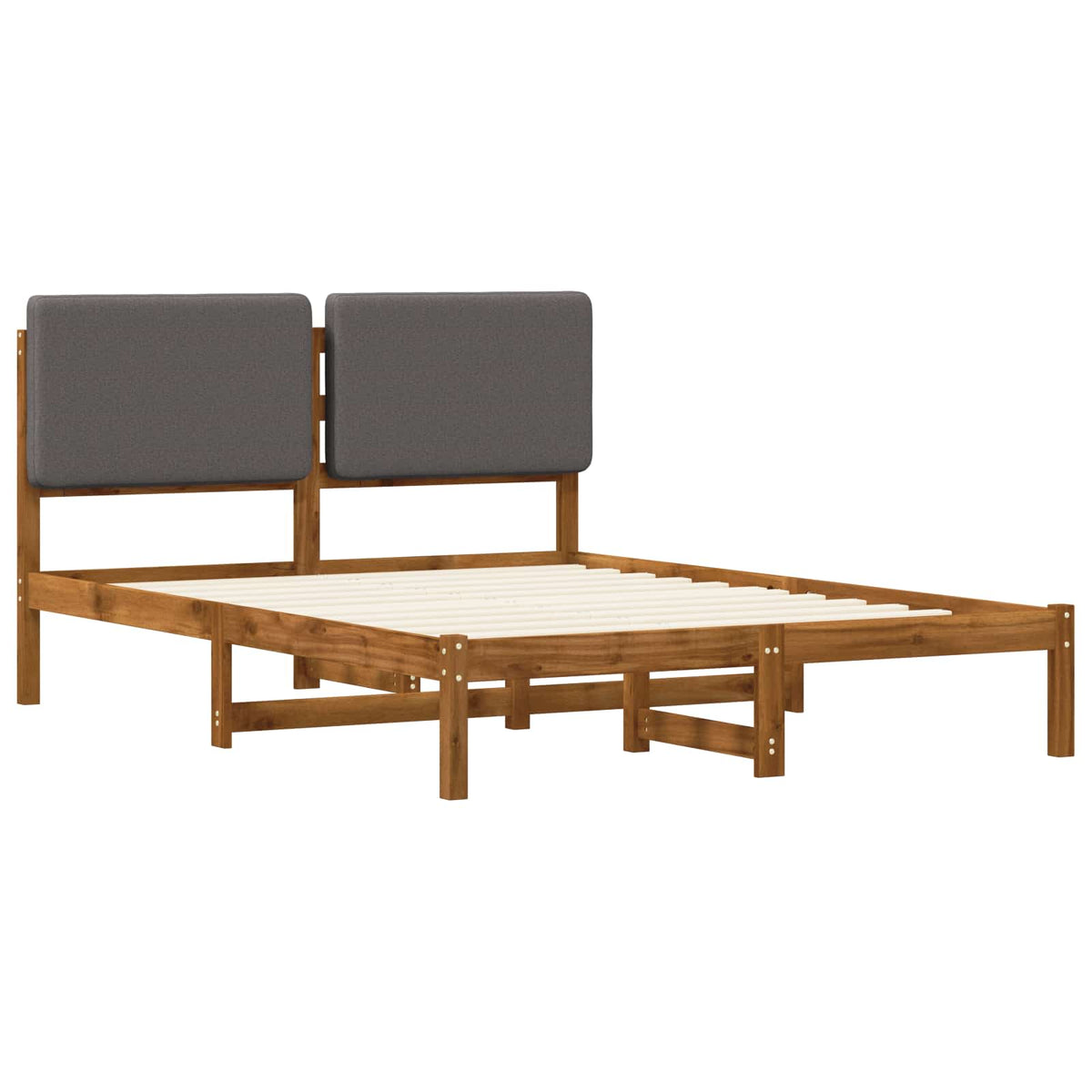 vidaXL Bed Frame with Upholstered Headboard Natural and Light Grey