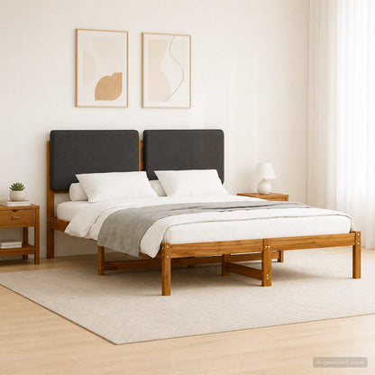 vidaXL Bed Frame with Upholstered Headboard Natural and Dark Grey