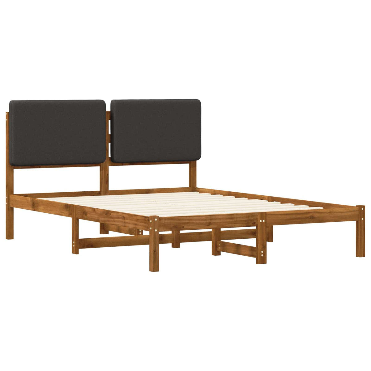 vidaXL Bed Frame with Upholstered Headboard Natural and Dark Grey