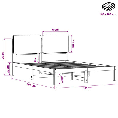 vidaXL Bed Frame with Upholstered Headboard Natural and Light Grey