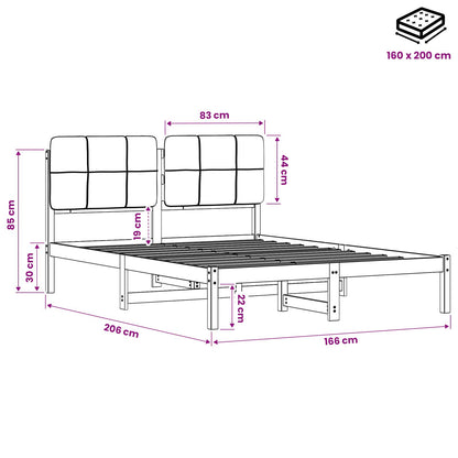 vidaXL Bed Frame with Upholstered Headboard Dark Brown and Light Grey